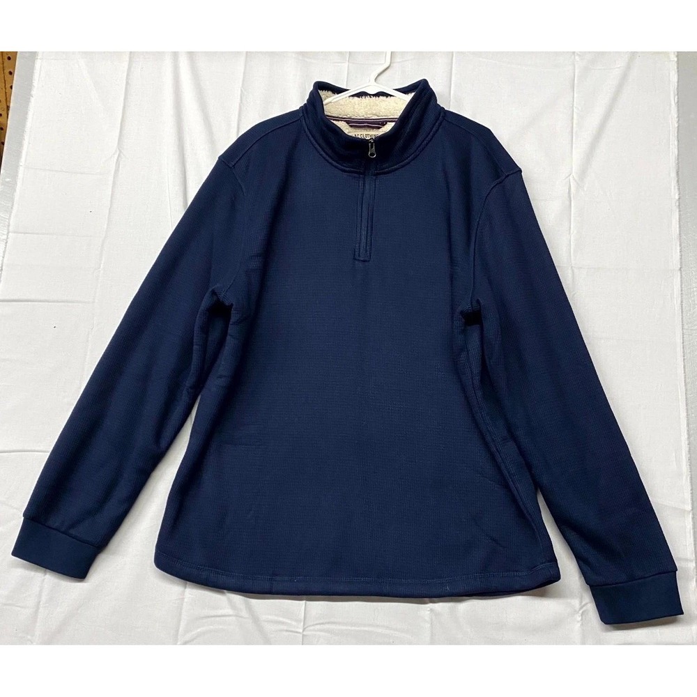 BC Clothing Heritage Jacket Mens XL Blue Knit Bonded Fleece Lined Quarter Zip